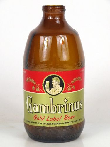 1973 Gambrinus Gold Label Beer 12oz Handy "Glass Can" bottle Pittsburgh, Pennsylvania