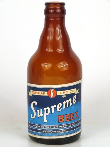1949 Supreme Beer 12oz Steinie bottle Bethlehem, Pennsylvania