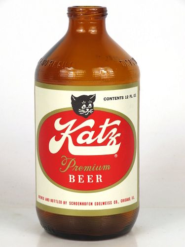 1968 Katz Premium Beer 12oz Handy "Glass Can" bottle Chicago, Illinois
