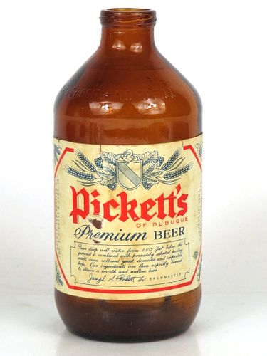 1975 Pickett's Premium Beer 12oz Handy "Glass Can" bottle Dubuque, Iowa