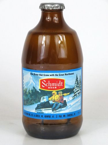 1975 Schmidt Beer "Snowmobile" 12oz Handy "Glass Can" bottle Saint Paul, Minnesota