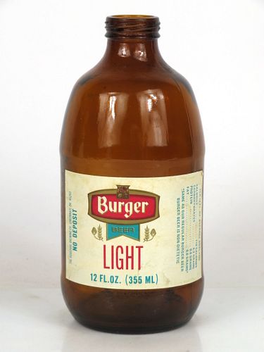 1978 Burger Light Beer 12oz Handy "Glass Can" bottle Akron, Ohio