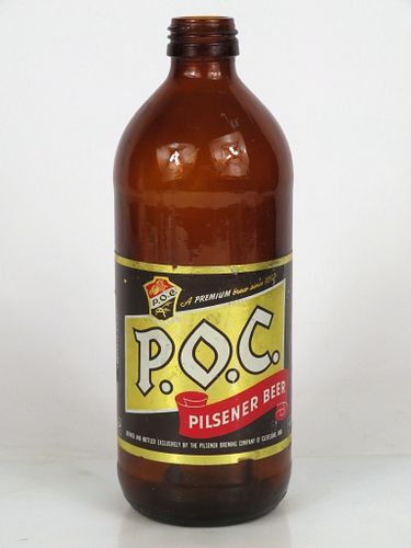 1971 P.O.C. Pilsener Beer 16oz One Pint Handy "Glass Can" bottle Cleveland, Ohio