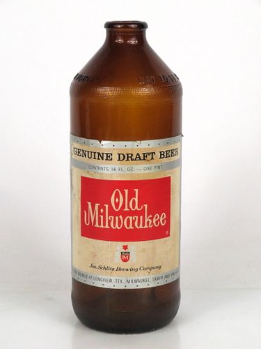 1970 Old Milwaukee Draft Beer 16oz One Pint Handy "Glass Can" bottle Longview, Texas
