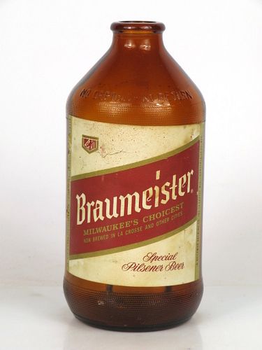 1965 Braumeister Beer 12oz Handy "Glass Can" bottle La Crosse, Wisconsin
