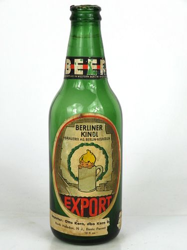1958 Berliner Kindl Export Beer 12oz Other Paper-Label bottle Germany, Berlin