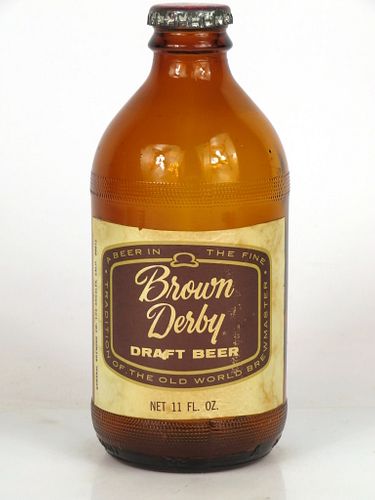 1971 Brown Derby Beer 12oz Stubby bottle Los Angeles, California