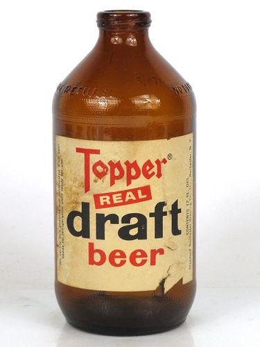 1969 Topper Real Draft Beer 12oz Handy "Glass Can" bottle Rochester, New York