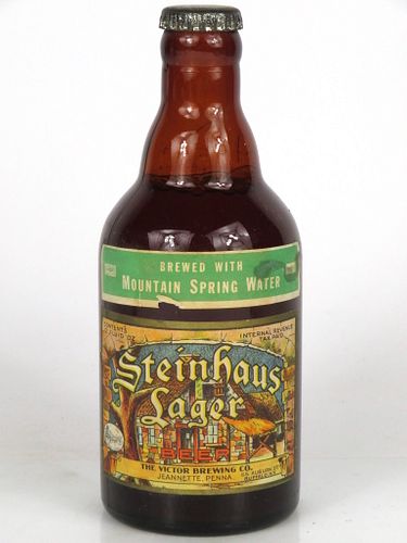 1938 Steinhaus Lager Beer 12oz Full Steinie bottle Jeannette, Pennsylvania