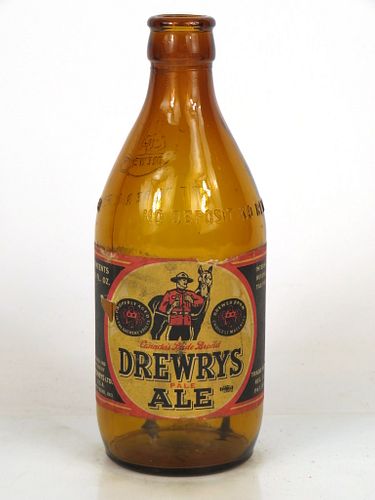 1940 Drewrys Ale (embossed) 12oz Stubby bottle South Bend, Indiana