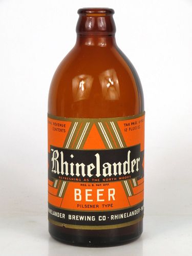 1935 Rhinelander Beer 12oz Stubby bottle Rhinelander, Wisconsin