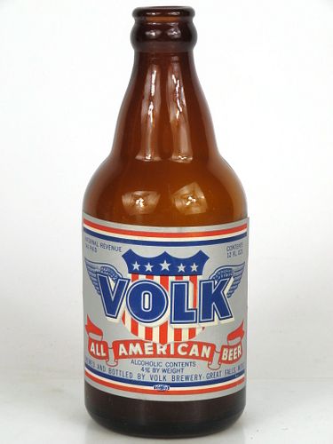 1943 Volk All American Beer 12oz Steinie bottle Great Falls, Montana