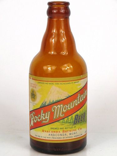 1937 Rocky Mountain Beer 12oz Steinie bottle Anaconda, Montana