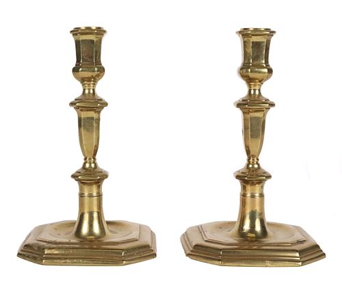 Pair of George III Cast Brass Candlesticks
