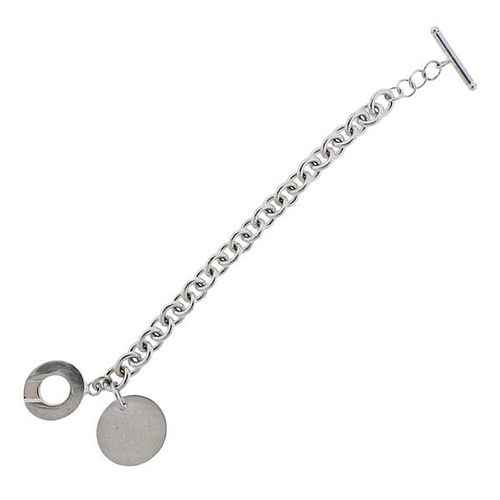 Tiffany &amp; Co Please Return To Round Tag Silver Toggle Bracelet