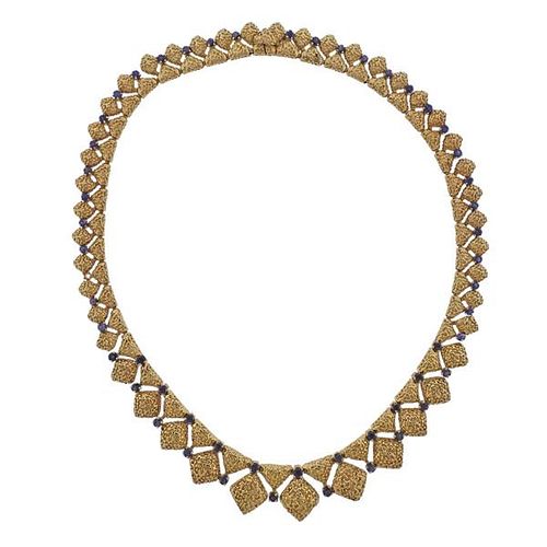 Tiffany &amp; Co 1970s 18k Gold Sapphire Necklace