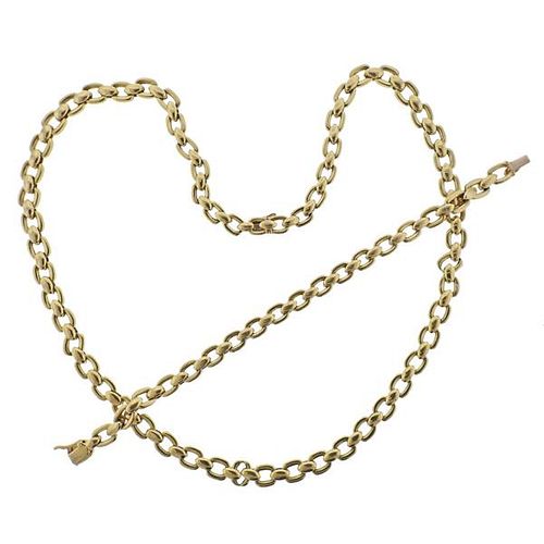 Cartier Vintage 18k Gold Link Bracelet Necklace Set