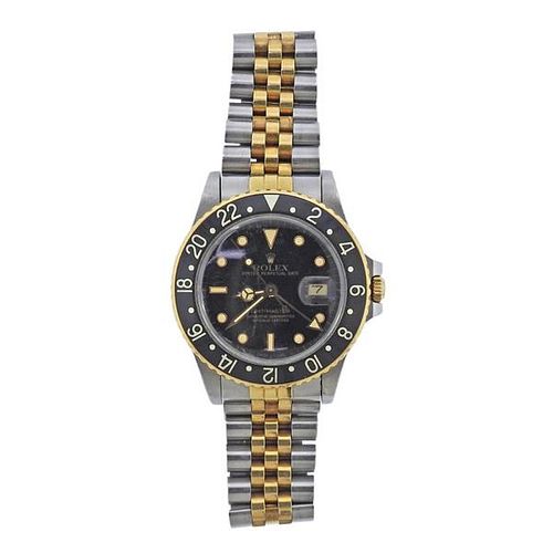 Rolex GMT Master Black Dial Two Tone Watch 16753