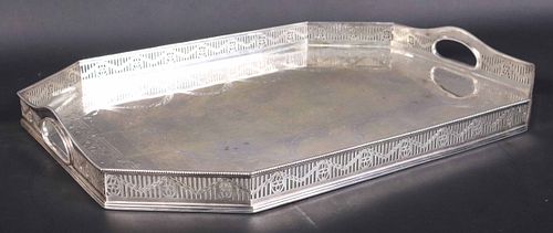 Double Handled Galleried Serving Tray in Plate