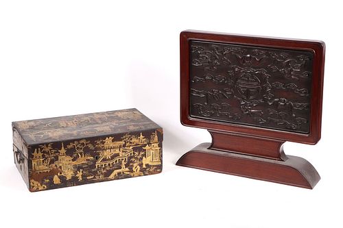 Chinese Export Black and Gold Lacquer Lapdesk