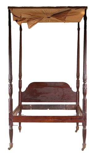 Federal Carved Mahogany Four Post Tester Bed