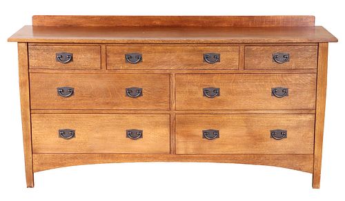 Stickley Oak Low Chest of Drawers
