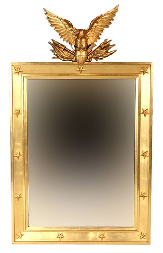 Neoclassical Style Eagle-Decorated Looking Glass