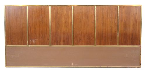 Paul McCob Brass and Wood Paneled Headboard