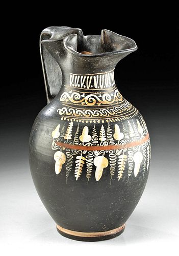 Tall Greek Gnathian Pottery Trefoil Oinochoe