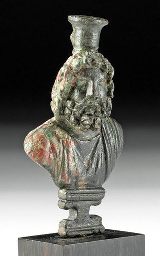 Exhibited Roman Bronze Bust of Serapis, ex Royal Athena