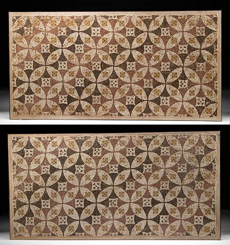 Pair of Huge Byzantine Stone Mosaics w/ Geometric Motif