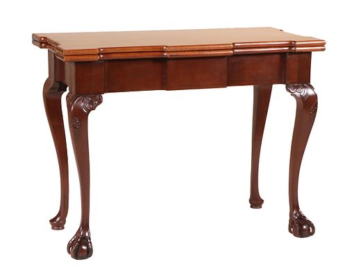 Chippendale Carved Mahogany Open-Talon Card Table
