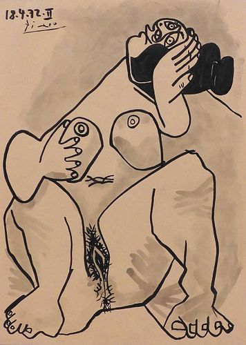 Pablo Picasso, Manner of: Femme nue assise