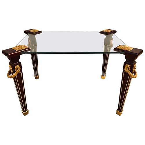 Bronze Mounted  Glass Top Coffee Table
