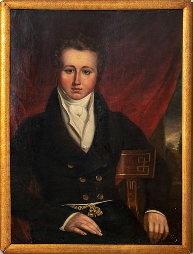 Portrait of a Gentleman Oil on Canvas, 19th C.