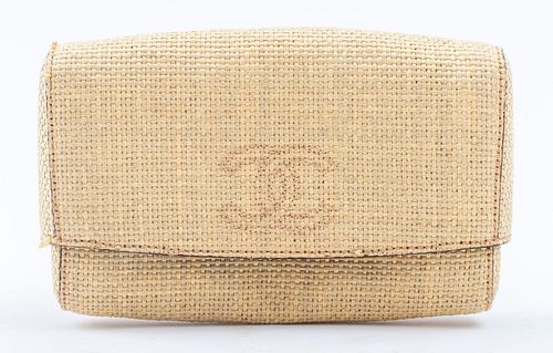 Chanel Woven Cane & Brown Leather Clutch