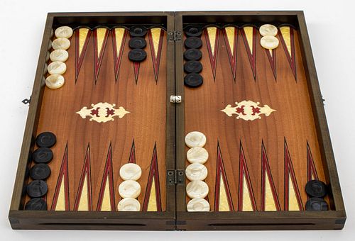Palermo Tavlalari Wood Inlaid Backgammon Board