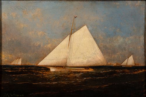 James Edward Buttersworth (American, 1817-1894), Racing Yacht, Identified as the Sloop Yacht Haswell