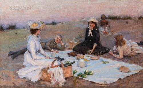 Charles Courtney Curran (American, 1861-1942), Picnic Supper on the Sand Dunes