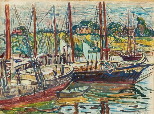 Richard Hayley Lever (American, 1876-1958), Fishing Boats at St. Ives