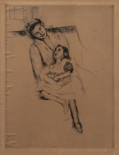 Mary Cassatt (American, 1844-1926), Reine and Margot Seated on a Sofa (No. 2)