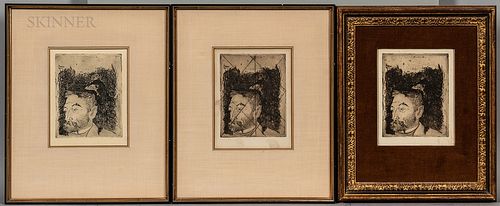 Paul Gauguin (French, 1848-1903), Three impressions of Portrait de Stéphane Mallarmé