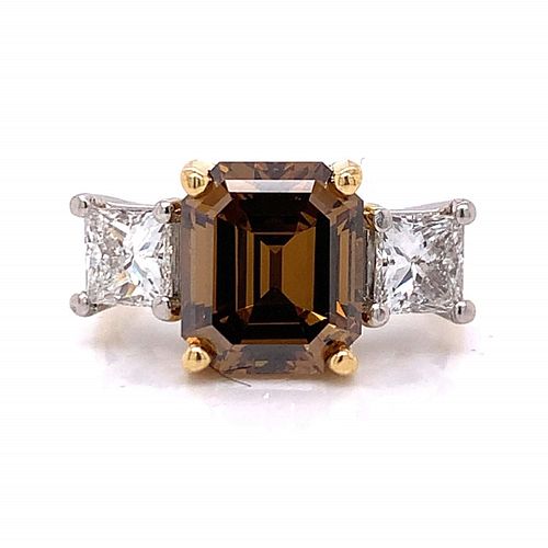 18K Yellow Gold 3.20 Ct. Fancy Brown Diamond Ring