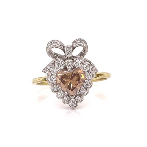 18k Fancy Diamond Heart Ring