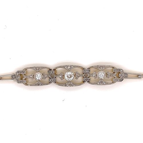 Art Nouveau 18k Platinum Diamond BraceletÂ 