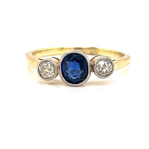 Art Deco 18k Sapphire Diamond RingÂ 