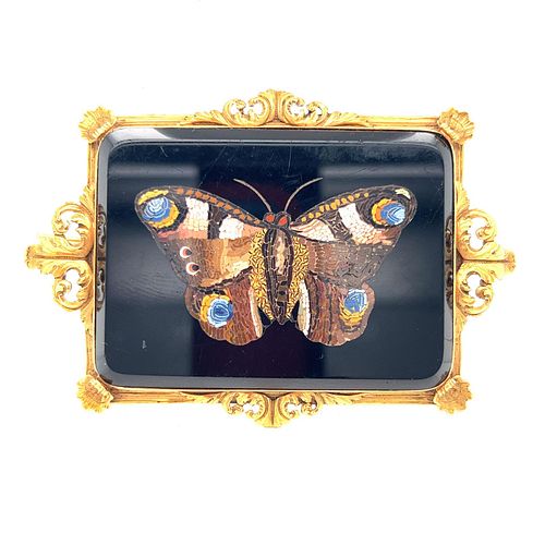Victorian 18k Micro-mosaic Butterfly BroochÂ 