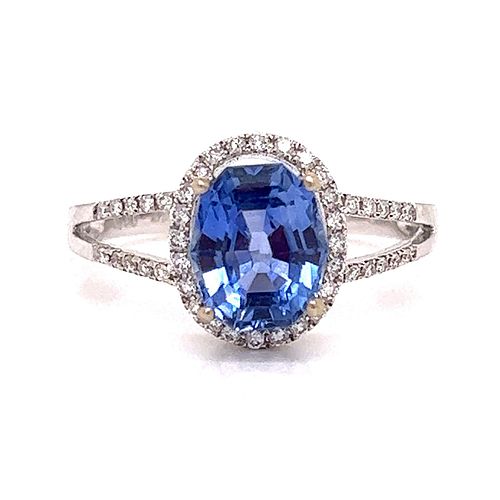 18k Sapphire DiamondÂ  Engagement RingÂ 