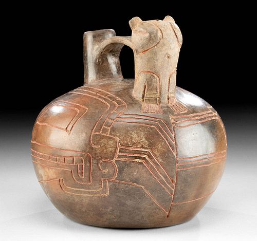 Chavin Tembladera Pottery Vessel w/ Acrobat & Cinnabar