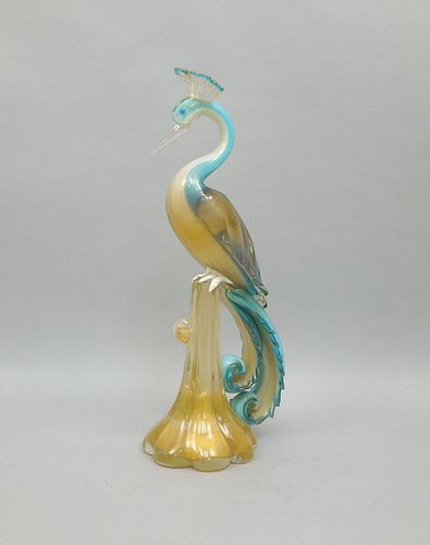 Cenedese Murano Glass Bird of Paradise Sculpture.